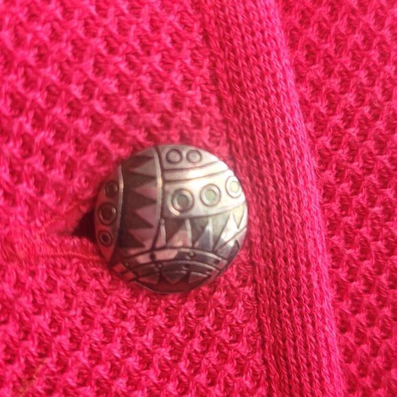 Vintage GEIGER 100% Cotton Red Spring Cardigan Sweater Jacket  Size 34  US XS S - Picture 5 of 9